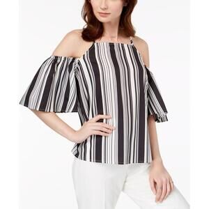 Almost Famous Juniors Striped Cold Shoulder Top Size XL